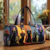 Bolsa de Viaje Acolchada de Algodón Estilo Nuevo 3D Marca Independiente Serie de Gatos 4 Bolso de Mano Estampado de Moda para Mujer