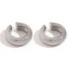 Pendientes de Moda Europeos y Americanos Elegantes Sencillos Populares Acero Inoxidable Chapado en Oro de 18K Patrón de Escamas de Pez Tamaño Grande Forma de C Clip para Oreja para Mujeres