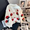 Cardigan de Tricô Floral Tridimensional Doce Estilo Coreano Novo Outono e Inverno para Mulheres, Rejuvenescedor, Versátil, Solto, Suéter Macio