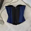 Nueva colección de principios de primavera: un corsé de pescado azul zafiro estampado, elegante y estilizado, de corte ajustado, que realza la figura y es versátil, para mujer