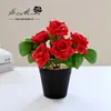 Flor Artificial Rosa Chá Mini Bonsai Planta Verde Artificial Planta Envasada Simulada Decoração de Interior para Casa Ornamento de Mesa Flor Simulada