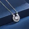 Colar de moissanita de imitação de 2 quilates feminino banhado a platina pt950 corrente clavicular oito corações oito flechas pingente de zircônia joia