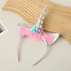 Faixa de cabelo de unicórnio fofo de desenho animado estilo ins faixa de arco-íris fantasia acessórios de cabelo criativos para festa de estudante infantil atacado