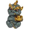 Lindos adornos para mascotas de té de piedra de arena verde dorado de Pixiu de la suerte, decoraciones creativas para el hogar, la sala de estar y el escritorio, que pueden criar té para jugar.
