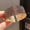 Pulsera elástica abierta redonda multicapa con incrustaciones de diamantes transfronteriza europea y americana, pulsera exquisita y de moda, joyería de lujo ligero y de alta gama