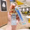Urso Gravata Borboleta de Cristal Chaveiro Feminino Fofo Chaveiro Criativo de Casal Pingente de Carro Desenho Animado Decoração Fofa para Mochila