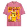 Camiseta de manga corta con estampado retro Kobe de estilo transfronterizo americano, lavada, de algodón grueso y cuello pequeño.