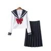 Uniforme JK blanco de dos piezas falda larga básica ortodoxa traje de marinero uniforme escolar de estudiante japonés estilo universitario traje de primavera y otoño para mujer