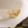 Aogu Anel Aberto Geométrico de Zircônia Banhado a Ouro 18K Cobre Elegante e Moderno Mais Vendido Transfronteiriço Anel Versátil Nicho Feminino