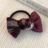 Outono e inverno suave all-match headwear retro vinho vermelho xadrez tecido arco faixa de cabelo acessórios para cabelo anel de cabelo quadrado joias