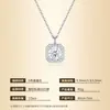Collar de Plata 925 con Colgante de Moissanita Cuadrada y Redonda, Cadena Sencilla para Clavícula de Lujo Ligero Estilo Ins, Collar Transfronterizo Shein