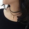 Cadena para clavícula de cuero negro de doble capa transfronteriza collar coreano cadena para el cuello de varios niveles collar pequeño fresco