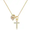 Collar Cruz Moda Europea y Americana, Colgante Cruz Pequeño Elegante, Cadena para Clavícula, Collar de Joyería Atmosférico para Mujeres