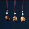 Cadena para teléfono móvil de conejo de amor de sándalo verde, artesanía de talla de madera maciza, conejo del zodiaco, llavero, bolsa de embalaje, colgante de joyería