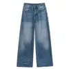 Tiro real 2026 súper calientes pantalones anchos retro para mujer otoño nuevo estilo de alta gama diseño esmerilado lavado sentido del diseño jeans holgados