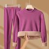 [Terciopelo de camello grueso] conjunto de ropa interior térmica de otoño e invierno de cuello medio alto para hombre y mujer, afelpado y grueso, resistente al frío, ropa de otoño, pantalones largos