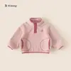 Moletom Novo de Outono Bangxuan para Meninas com Gola Alta Meio Botão, Roupa Infantil, Blusa para Crianças Pequenas, Vestuário Infantil Huzhou Zhili