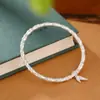 Pulseira Tradicional de Bambu para Mulheres, Pulseira Sólida Fechada Banhada a Prata com Superfície Lisa Jateada e Design de Folha de Bambu Pendurada