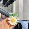 Explosiones transfronterizas linda planta ganchillo hecho a mano adornos para espejo de coche, accesorios para espejo retrovisor colgante decoraciones para coche