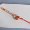Cuerda de Mano Tejida a Mano Cuerda de Mano Amantes Colgante de Caqui Flor de Durazno Pulsera de Buena Suerte Pulsera con Cuentas Regalo de Cumpleaños para Mujeres