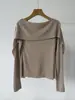 Elegante Top de Punto de Manga Larga Tencel Lana de Doble Uso con Capas para Mujer 26 Otoño Chal Adelgazante