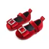 Nuevos Zapatos de Cuero con Pedrería Retro para Niños Primavera/Verano Zapatos de Princesa para Niñas Zapatos Individuales de Gamuza con Suela Suave Zapatos de Actuación