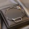 Pulsera de Cadena Geométrica Cuadrada con Circonita de Lujo Ligero, Pulsera de Exquisito Temperamento Estilo Francés, Joyería de Mano Versátil de Nicho de Gama Alta para Mujeres