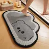 Tapete de chão de renda em formato de filhote de cachorro de desenho animado para banheiro, absorvente de água, secagem rápida, tapete de porta antiderrapante, tapete de entrada resistente à sujeira