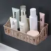 Prateleira de Armazenamento Prateleira de Cozinha Cesta de Armazenamento Montada na Parede Sem Furos Prateleira de Cosméticos para Banheiro Vaso Armazenamento Doméstico Parede
