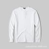 Primavera 2025 Camiseta de Hombre de Algodón Puro Lavado con Cuello Henley de Manga Larga para Hombre Camiseta de Hombre de Cuello Redondo de Color Puro para Capa Interior