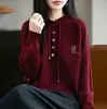 Moletom com Capuz da Moda Redutor de Idade Camisa Base Tricotada para Mulheres 2026 Novo Suéter Estiloso de Primavera e Outono para Mulheres