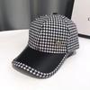 Outono e inverno novo boné de beisebol feminino quente à prova de frio britânico houndstooth moda boné qualidade all-match chapéu