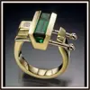Anillo para Mujer Hechengwish Tendencia Europea y Americana Creativo Jadeíta Chapado en Oro de 18 Quilates