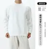 Sudadera Pulóver de Algodón Puro de Color Sólido con Cuello Redondo de Peso Pesado de 500 g para Hombre, Lujo Accesible y Top Camiseta Holgada de Manga Larga de Gama Alta para Hombre