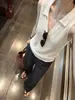 Chaleco de Punto Calado con Solapa Estilo Old Money Francés para Mujer, Top tipo Camisa Polo Delgado de Verano sin Mangas con Cuello en V