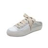 Zapatos blancos de satén español para mujer, planos de verano, combinables con todo, de lona, con suela gruesa y suela blanda, informales, de una sola capa.