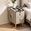 Pequena Mesa de Cabeceira Inteligente, Estilo Minimalista Italiano, Multifuncional, Armário de Cabeceira Ultra-Estreito, Pequeno Armário Moderno Simples para Quarto