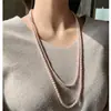Collar de perlas artificiales, cadena larga estilo suéter Chanel, gargantilla de cadena de clavícula estilo cheongsam retro para mujer, collar con temperamento