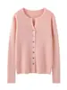 Nuevo Cárdigan de Cachemira para Mujer Otoño/Invierno 2026, Cárdigan de Punto Acanalado, Chaqueta Coreana de Manga Larga Ajustada con Botones