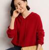 Cachemira 2024 Otoño e Invierno Nuevo Suéter Holgado con Capucha para Mujer Jersey Hombro Corto Aguja Yuanbao Suéter Tejido