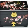 Caja de joyería de laca de Pingyao, caja de regalo de boda retro de madera, caja de maquillaje de novia, artesanía roja del patrimonio cultural inmaterial chino.