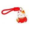 Llavero Creativo de Gato de la Suerte de Cuero, Lindo Accesorio de Bolsa de Dibujos Animados de Cuero, Colgante de Bolsa de Lujo Ligero, Pequeño Regalo de Año Nuevo
