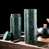 Suministros del Fabricante Vasos de Agua de Piedra Medicinal de Jade del Tíbet, Termos de Piedra Serpentina Magnética Verde Oscuro, Tazas de Té de Jade para Ventas en Transmisión en Vivo