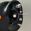 Brincos Rosa Fofos da Kt Exquisitos Cravejados de Diamante Versátil Personalidade Tendência Tachas de Orelha Tachas de Orelha para Menina Millennial Quente Tachas de Cartilagem da Orelha