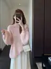 Suéter de punto grueso casual a la moda estilo coreano Zedaijiai para mujer, con hombros caídos, corte ajustado, nueva colección de principios de otoño