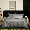 Juego de Ropa de Cama de Hotel de Cuatro Piezas, Juego Blanco de Sábana y Funda de Edredón de Tres Piezas para Casas de Huéspedes, Sábana Ajustable, Juego de Colcha de Hotel