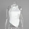 Top de tubo de cuello de color sólido transfronterizo Europeo y Americano 2025 Verano Nuevo Ajustado Sexy Espalda Descubierta Irregular para Mujer