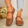Nuevas sandalias Mary Jane de verano 20267cm con diseño hueco y tejido de malla, plataforma que aumenta la altura, puntera descubierta