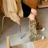 Meias de outono e inverno com estampa de leopardo, moda coreana, personalidade, cano alto, meias retrô de Dongdaemun, comprimento até o meio da panturrilha, estilo coreano, protetor de perna, moda tendência