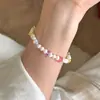 Pulsera de Diseño Dulce de Primavera con Grava de Colores Dulces y Ensamblaje de Perlas Naturales, Estilo Sencillo Festivo, Fresca y Femenina